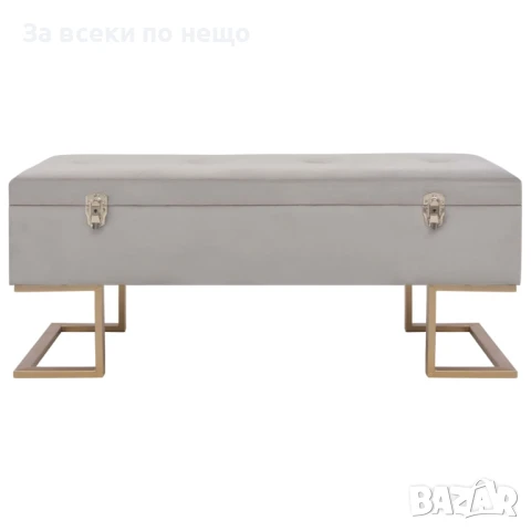 Пейка с отделение за съхранение, 105 см, сиво кадифе Код P1006, снимка 6 - Други - 51210455