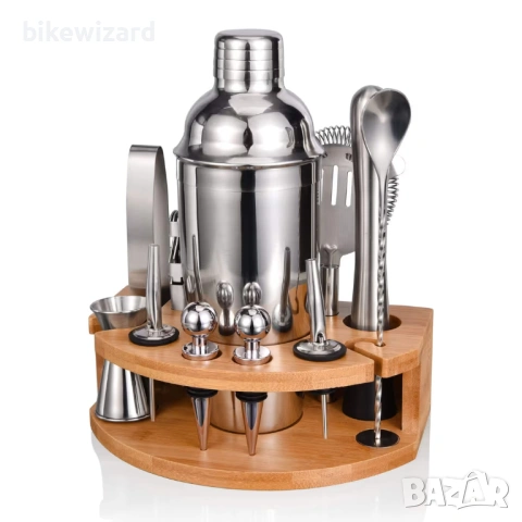 Комплект шейкъри за коктейли от неръждаема стомана, 12 части – сив НОВ