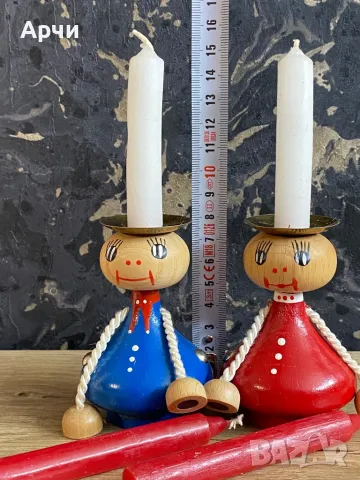 Дървени човечета с магнитни ръчички/Свещници, снимка 3 - Други - 49702504