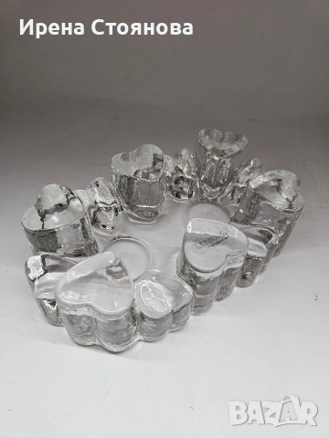 Georgshütte Glasdesign Стъклена поставка с чаена свещ/подгрев за чайник, масивно пресовано стъкло , снимка 11 - Декорация за дома - 53390506