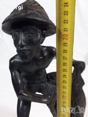 Дърворезба рибар статуетка от абанос    5/3, снимка 11 - Декорация за дома - 34472311