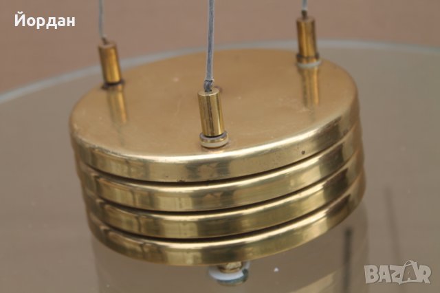 Немски абажур-стъкло и месинг, снимка 2 - Антикварни и старинни предмети - 42434831