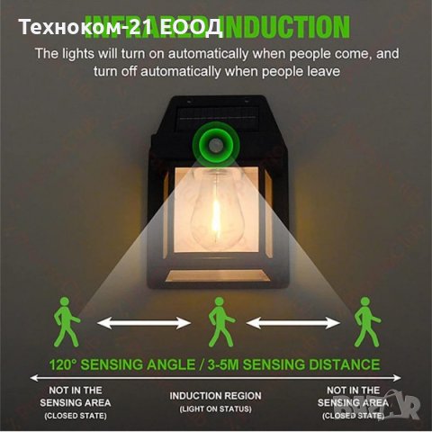 Сензорна, соларна лампа с крушка, снимка 4 - Соларни лампи - 41731356