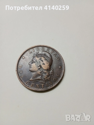 АРЖЕНТИНА МОНЕТА 2 СЕНТАВОС 1891 г , снимка 2 - Нумизматика и бонистика - 52423009