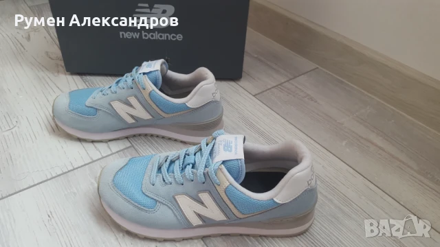 Сини дамски велурени маратонки New Balance 574 Classic р-р EUR38, снимка 5 - Маратонки - 51240649