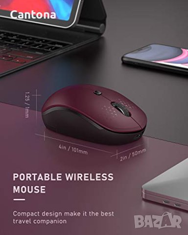 Seenda безжична Bluetooth + 2,4 Gh мишка, акумулаторна,BT 4.0+BT 4.0+USB/тип C - ЧЕРНА, снимка 6 - Клавиатури и мишки - 41597944