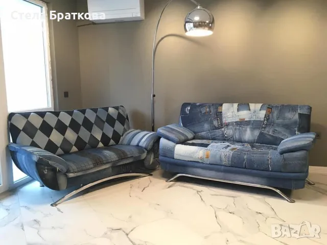 Дънков диван / Мека мебел / Ръчно изработени дамаски, снимка 8 - Дивани и мека мебел - 47303349