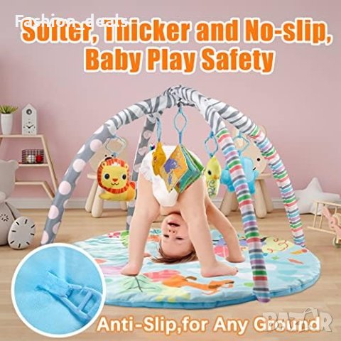 Нова Бебешка подложка за игра Мат с 5 висящи звукови играчки подарък дете, снимка 3 - Играчки за стая - 42241898