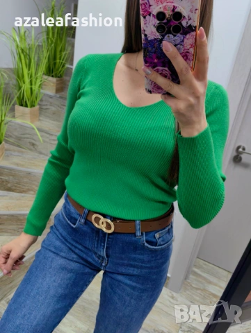 Зелен дамски пуловер, снимка 3 - Блузи с дълъг ръкав и пуловери - 53082606