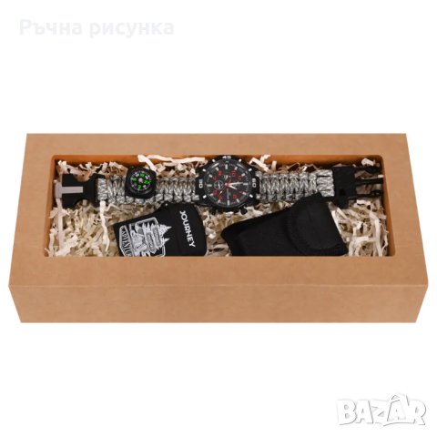 Подаръчен комплект Часовник - гривна за оцеляване, запалка и мултифункционален инструмент, снимка 1 - Декорация за дома - 41261419