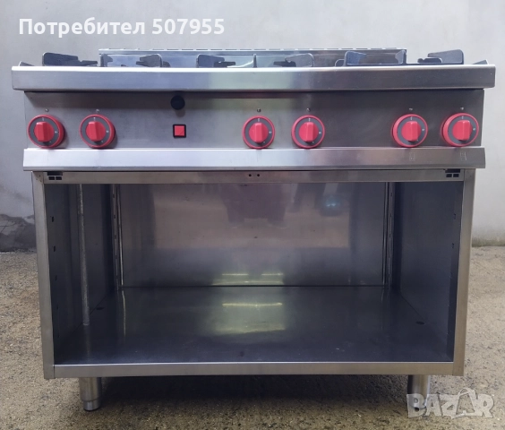 Професионален, италиански, газов котлон на база - 6 горелки, снимка 6 - Обзавеждане на кухня - 52365879