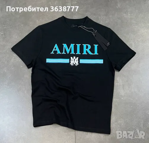 Нови черни тениски със син надпис Amiri с етикети налични, снимка 1 - Тениски - 48708785