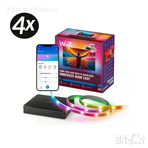 Стартов комплект WiZ Sync box 75"-85" Комплект LED ленти за подсветка на телевизор