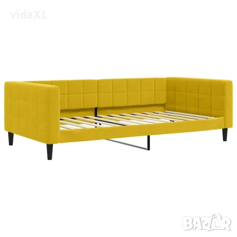vidaXL Канапе с изтеглящо легло и чекмеджета жълто 100x200 см кадифе, снимка 6 - Спални и легла - 56146784
