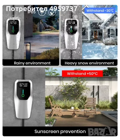 УЛТРА ПРОМО! Зарядна станция Type 2 - 3.6/7/11/22kW, до 32A, WiFi, LCD, регулируем ток, 1/3 фаза, снимка 3 - Аксесоари и консумативи - 56226776
