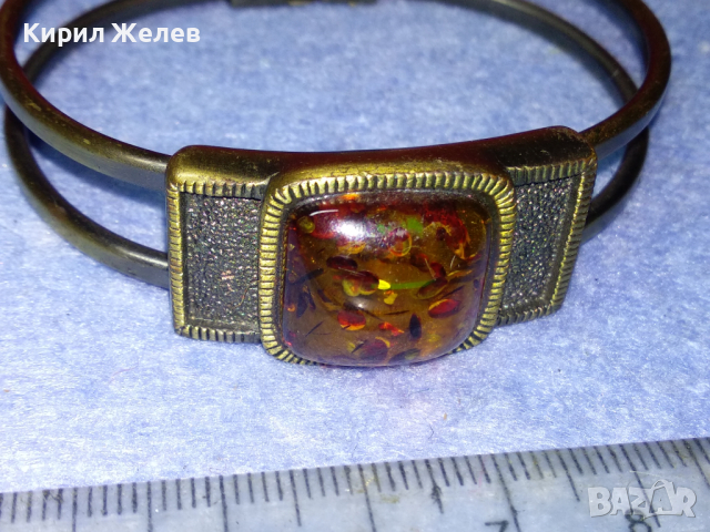 БРОНЗИРАНА ВИНТИДЖ АРТ ГРИВНА от БЛАГОРОДНА СТОМАНА с ТОПЕН КЕХЛИБАР / КАТАЛИН 44194, снимка 7 - Гривни - 44756056