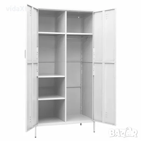 vidaXL Гардероб, бял, 90x50x180 см, стомана, снимка 6 - Гардероби - 56147066