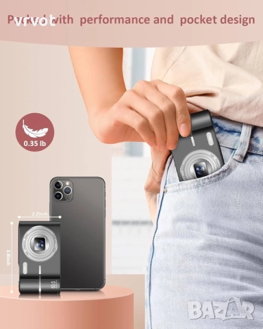 🔥 Нова компактна цифрова камера M03 – 50MP снимки + FHD видео + 32GB карта 🎁, снимка 3 - Камери - 51912093
