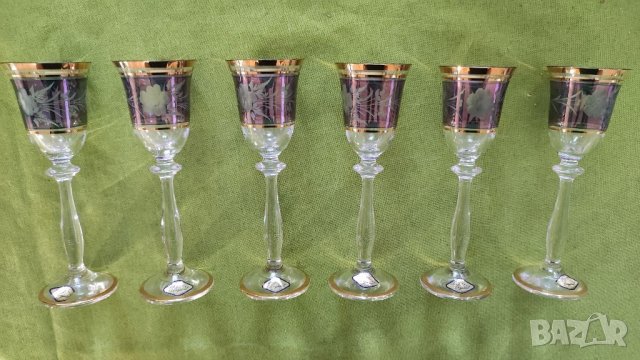 Стар сервиз 6 чаши Арт Бохемия. , снимка 3 - Чаши - 41245970