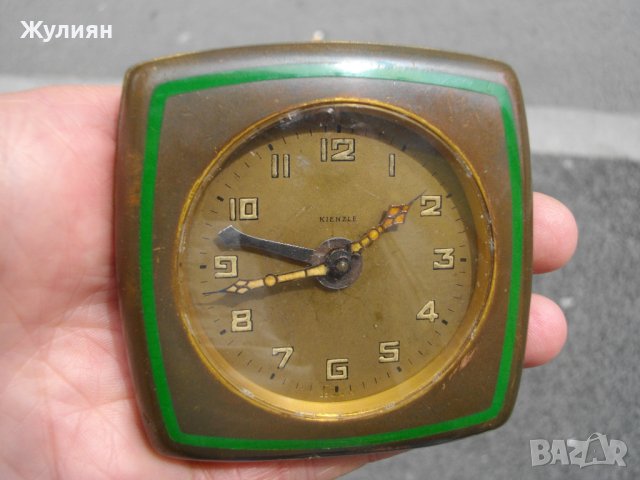 КОЛЕКЦИОНЕРСКИ БРОНЗОВ БУДИЛНИК С ЕМАЙЛ KIENZLE ART DECO, снимка 6 - Антикварни и старинни предмети - 40690352