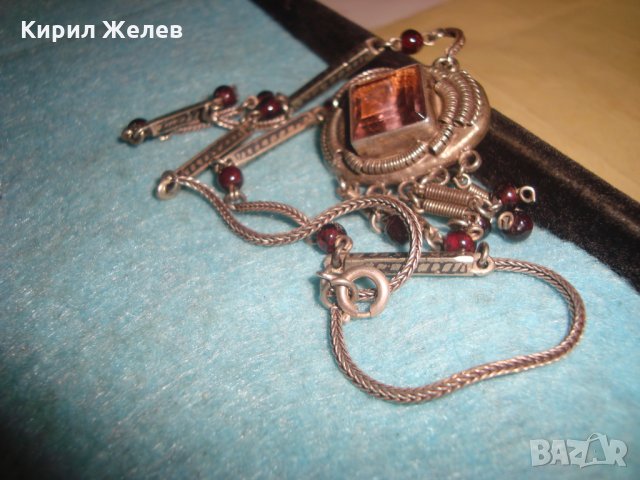 СТАРИННО СКЪПОЦЕННО СРЕБЪРНО КОЛИЕ СРЕБРО 800 с АМЕТИСТ АРТ ДЕКО АНГЛИЯ ЮВЕЛИРЕН РЪЧЕН УНИКАТ 26439, снимка 9 - Антикварни и старинни предмети - 34854596