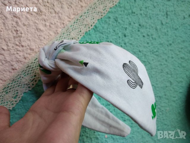 Диадема Деним Дънкова Диадема Ръчна Изработка Бяла диадема с кактус Диадема с възел , снимка 4 - Аксесоари за коса - 32994478