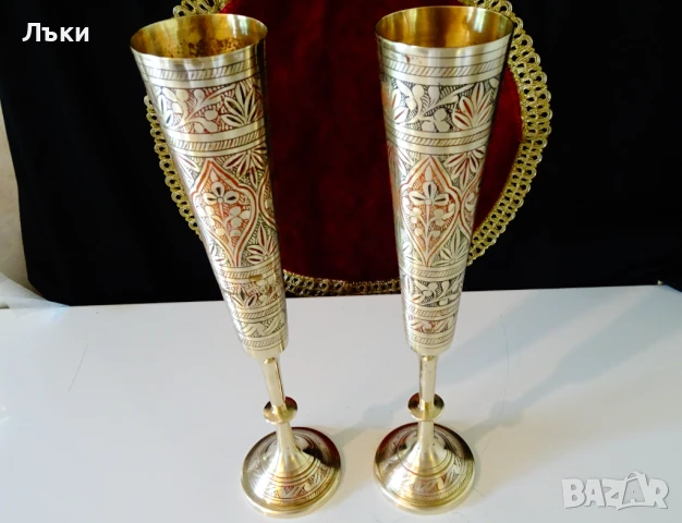 Бронзов бокал,чаша за вино 30 см.,350 мл.,клетъчен емайл. , снимка 12 - Антикварни и старинни предмети - 50689419