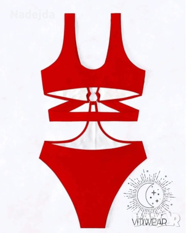 Дамски бански в червено, снимка 3 - Бански костюми - 44507140