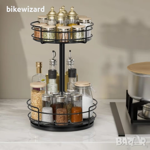 ZDDLOINP Въртящ се органайзер за подправки на 360° – черен НОВ, снимка 2 - Аксесоари за кухня - 53158178