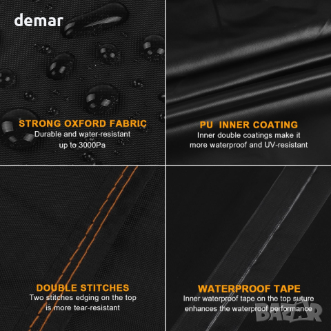 HEIMUNI Калъф за градински ъглов диван, водоустойчив, ветроустойчива анти-UV, 237x237x100x80/65cm, снимка 6 - Градински мебели, декорация  - 44737877