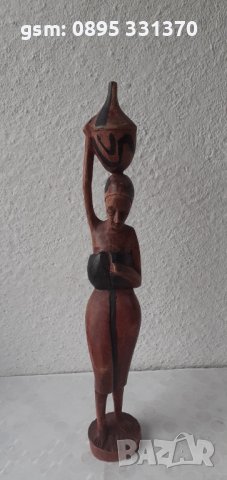 висока 35 см дървена фигура, жена, дърворезба, дърво, пластика, снимка 6 - Статуетки - 39516745