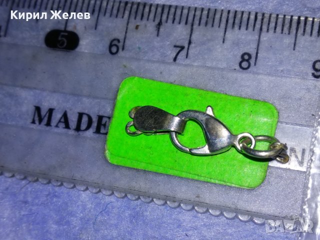 СТАРА ПОСРЕБРЕНА ЗАКОПЧАЛКА КАРАБИНКА ЗДРАВА СТОМАНЕНА със СРЕБЪРНО СРЕБРО 925 УШЕНЦЕ ОТСТРАНИ 18017, снимка 8 - Бижутерийни комплекти - 40921195