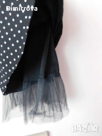 Черна рокля с тюл на точки, снимка 6 - Рокли - 42574758