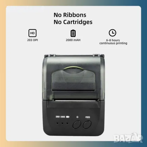 NetumScan NS1809DD безжичен Bluetooth термичен принтер НОВ, снимка 2 - Друга електроника - 49476808