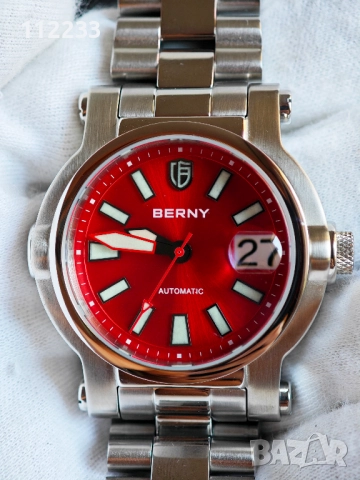 BERNY-Men Automatic Diver Watch Red, снимка 2 - Мъжки - 51505332