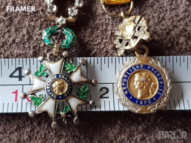 Златна 18 карата МИНИАТУРА с ДИАМАНТИ ордени Легиона и военен 1870 злато, снимка 16 - Антикварни и старинни предмети - 41344039
