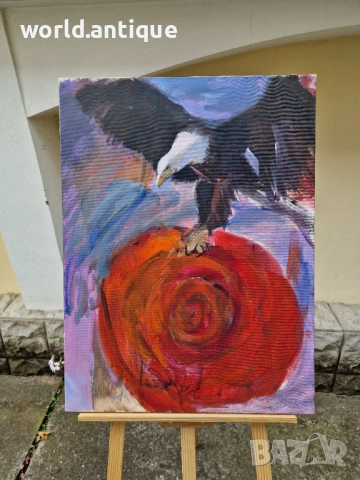 Чудесна антикварна картина масло върху платно , снимка 2 - Картини - 52139196