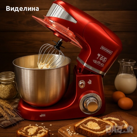 Многофункционален планетарен миксер с иноксова купа 5.5L Royalty Line RL-PKM1600, снимка 2 - Миксери - 51786312