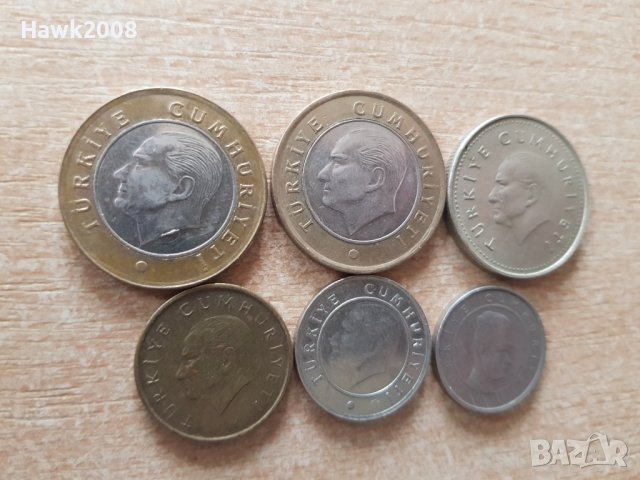 1 ЛИРА 2012 г. 1000 лири 1990 г. и куруш ТУРЦИЯ Лот 6бр., снимка 5 - Нумизматика и бонистика - 37435132