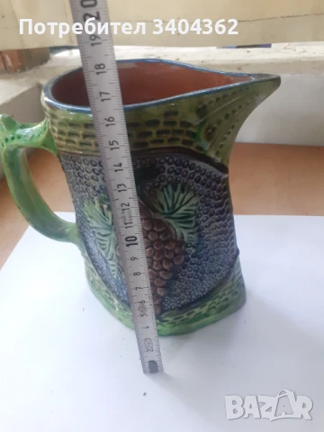 Стара релефна глечосана кана за вино троянска керамика, снимка 5 - Антикварни и старинни предмети - 50667054