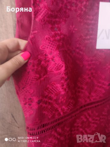 НАМАЛЕНА - ZARA нова червена изящна рокля размер S, снимка 6 - Рокли - 41743772