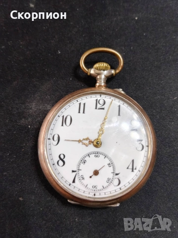 Швейцарски СРЕБЪРЕН джобен часовник 1901г. с позлата - 10 РУБИНА - ПРОМОЦИЯ, снимка 2 - Джобни - 47156792