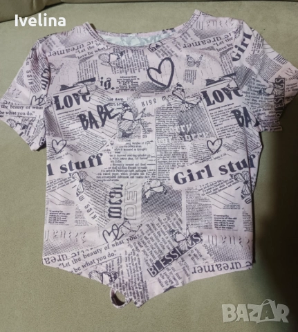 Дамски къси тениски с връзки на гърба, снимка 3 - Тениски - 53527786