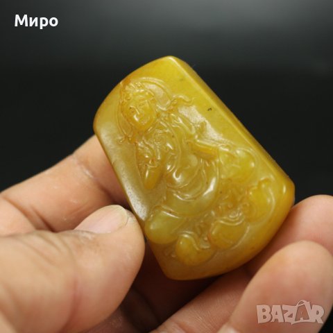 НЕФРИТ ТИБЕТ НЕПАЛ АЗИЯ ТАЛИСМАН МЕДАЛЬОН БУДА ВИСУЛКА С ИЗОБРАЖЕНИЕ НА АЗИАТСКА БОГИНЯ, снимка 5 - Антикварни и старинни предмети - 40591076