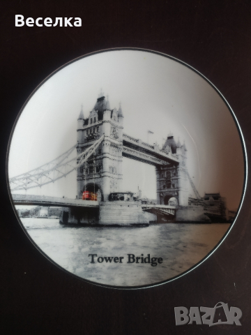 Английска колекционерска порцеланова чиния Тауър бридж , снимка 1 - Колекции - 44788976