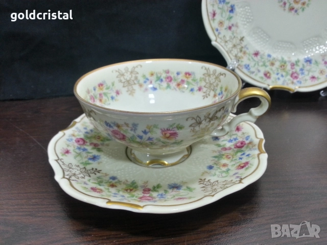 Стар немски порцелан троен сет за кафе чай , снимка 3 - Антикварни и старинни предмети - 52267308