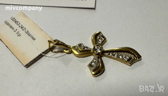 Златна висулка (кръст) 3.10гр., снимка 3 - Колиета, медальони, синджири - 53273098