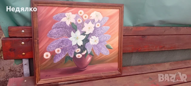 Стара,красива,майсторска картина,масло на платно , снимка 5 - Картини - 53605764