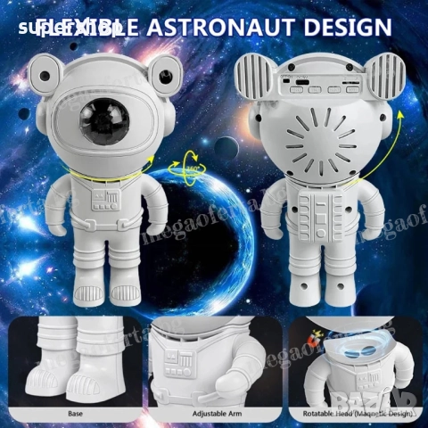Детски Звезден Лед Проектор Астронавт с Дистанционно, Блутуут, Музика, снимка 4 - Други - 52343882