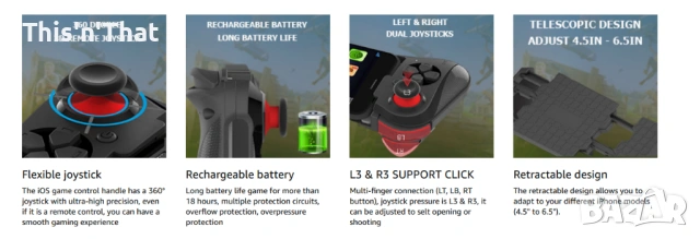 Контролер за телефон - MFi Wireless Game Controller, снимка 2 - Аксесоари - 53224976